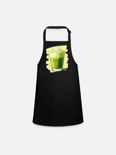 Matcha Latte Liebhaber Grüntee - Schürze für Kinder - Schwarz - Vorne