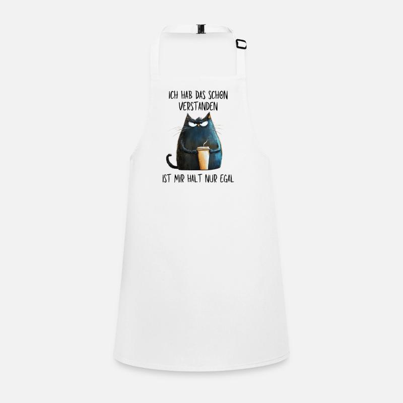 Ist mir egal - Mürrische Katze mit Kaffee Becher Schürze für Kinder
