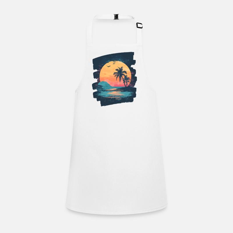 Plage Palmiers Coucher de soleil Été Tablier Enfant