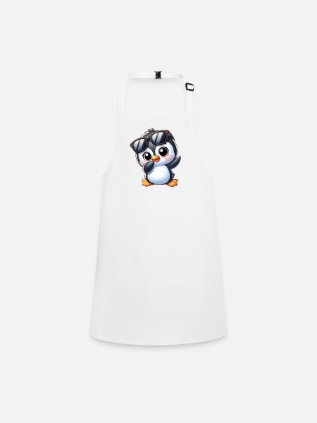 Cooler Pinguin Dabbing Gamer Cartoon Kids Sommer - Schürze für Kinder - Weiß - Vorne