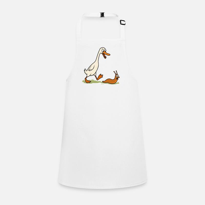 Cute runner duck chasing snail in the garden runner duck Children's Apron