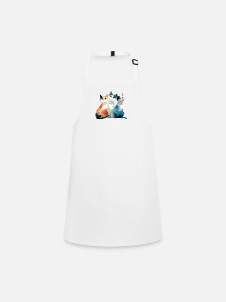 Pastel Cats Watercolor Art for Feline Fans - Children's Apron - white - Front