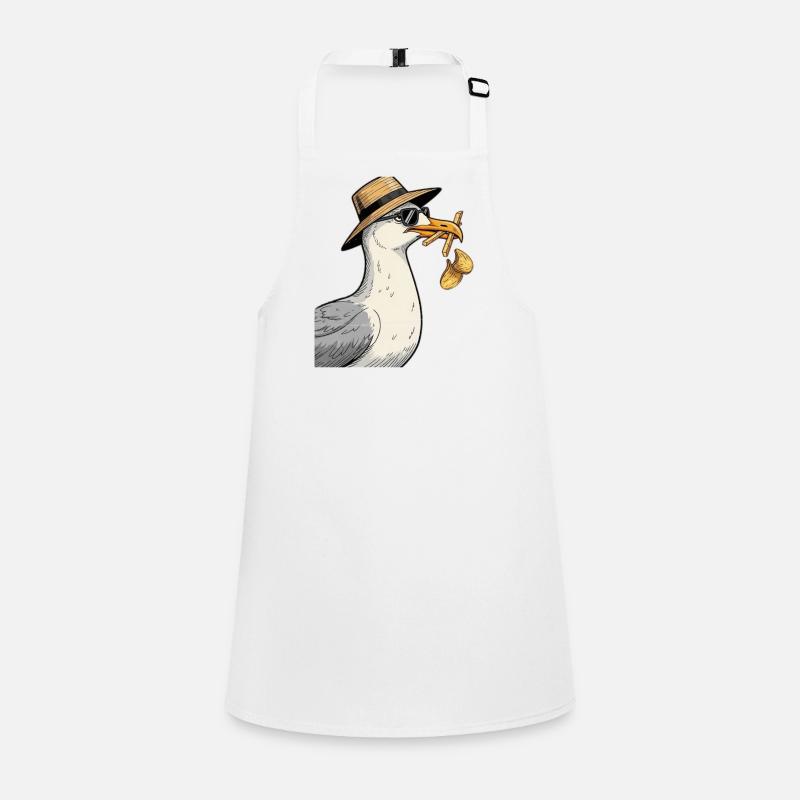 Cartoon seagull with summer hat Children's Apron