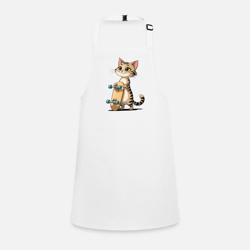 Kätzchen mit Skateboard Illustration Schürze für Kinder