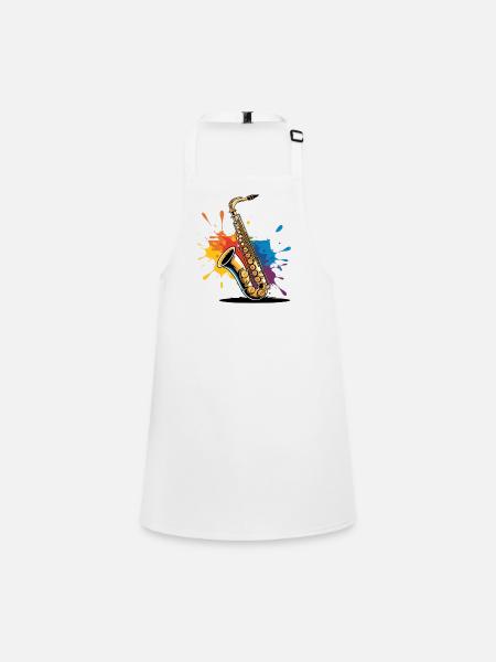 Expressionist saxophone art print - Children's Apron - white - Front