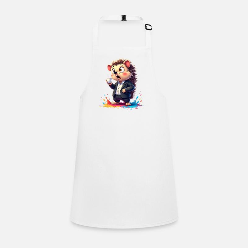 Business hedgehog with coffee cup Children's Apron