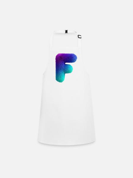 Lettre F aspect fourrure avec dégradé de couleurs - Tablier Enfant - blanc - Devant
