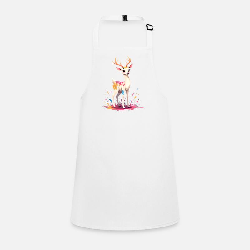 Farbenfroher Reh-Charakter mit Splatter-Design Schürze für Kinder