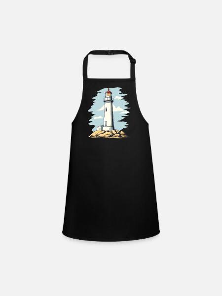 Motif côtier de phare sur le rocher - Tablier Enfant - noir - Devant