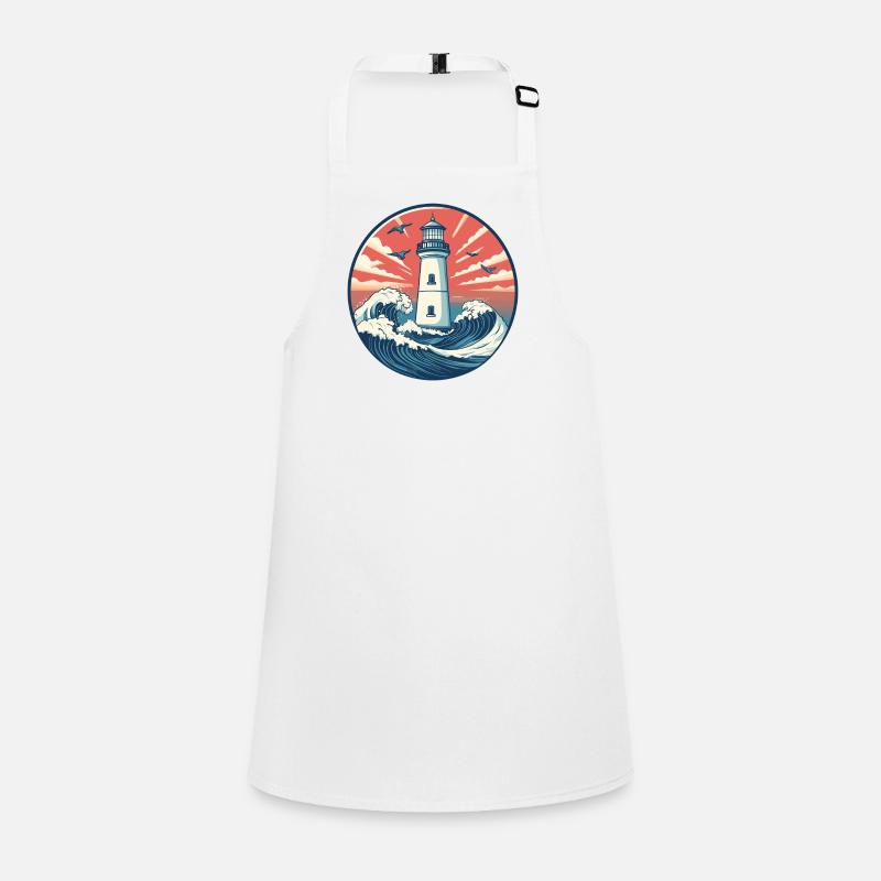 Lighthouse and sea waves illustration Children's Apron