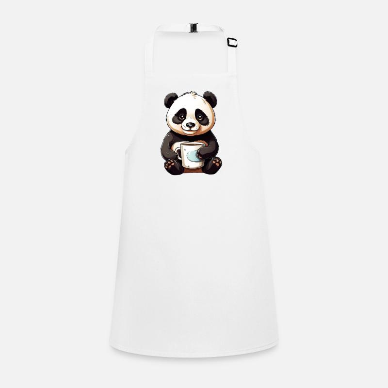 Cuddly panda with coffee cup Children's Apron