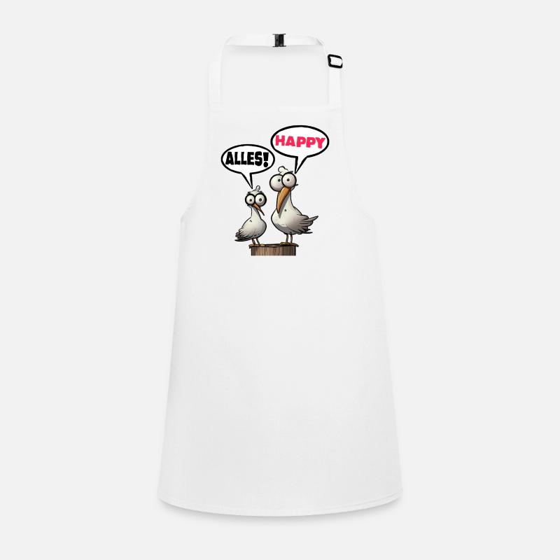 Humorous seagulls with speech bubbles everything happy Children's Apron