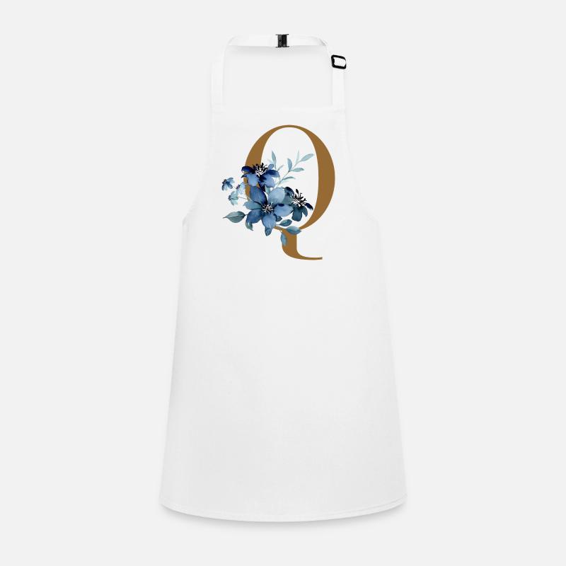 Floral Q – Lettre dorée avec des fleurs Tablier Enfant