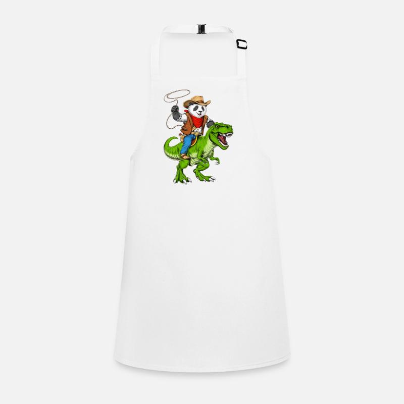 Panda Cowboy Riding T-Rex Dinosaur Children's Apron