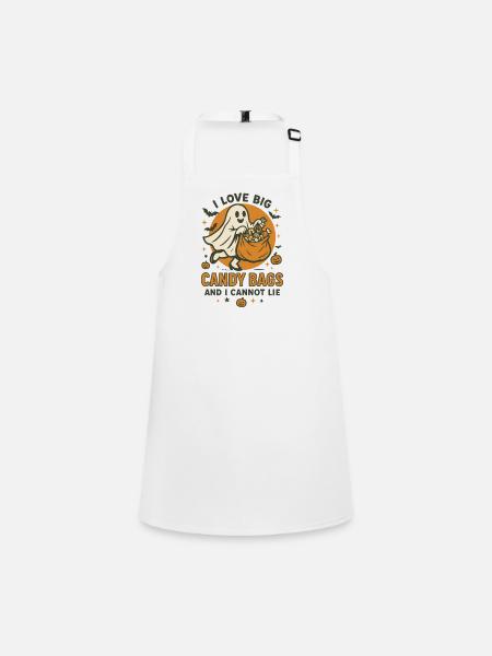 Funny Halloween Saying I Love Big Candy Bags Ghost - Children's Apron - white - Front