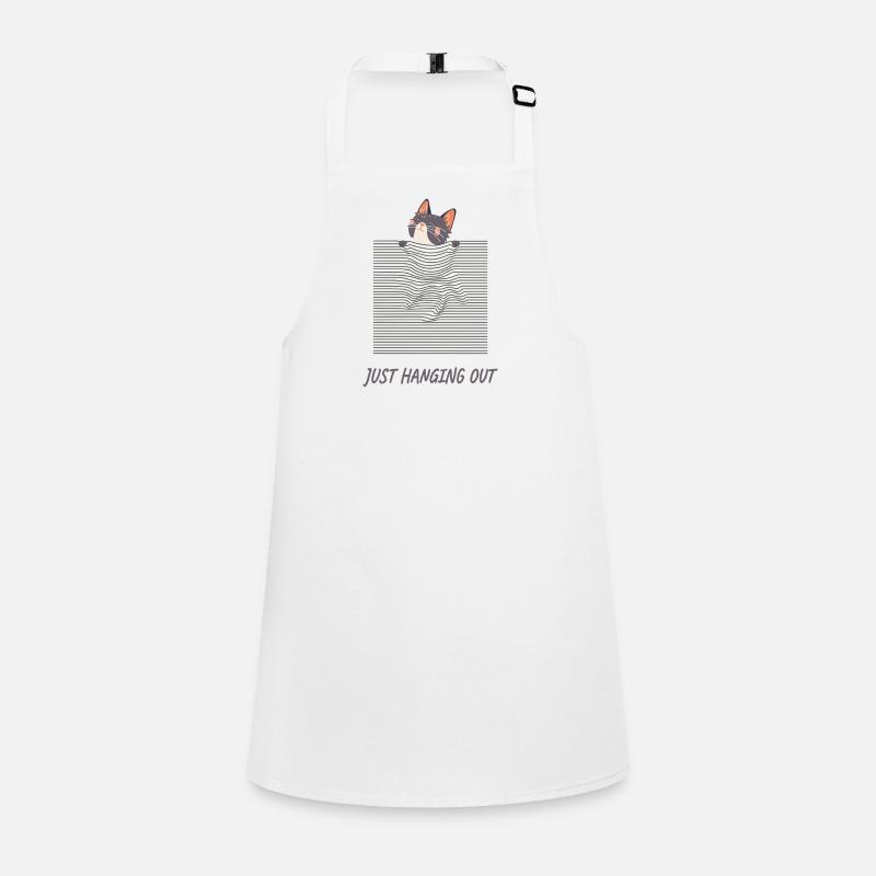 Curious Cat – Funny Optical Line Art Children's Apron