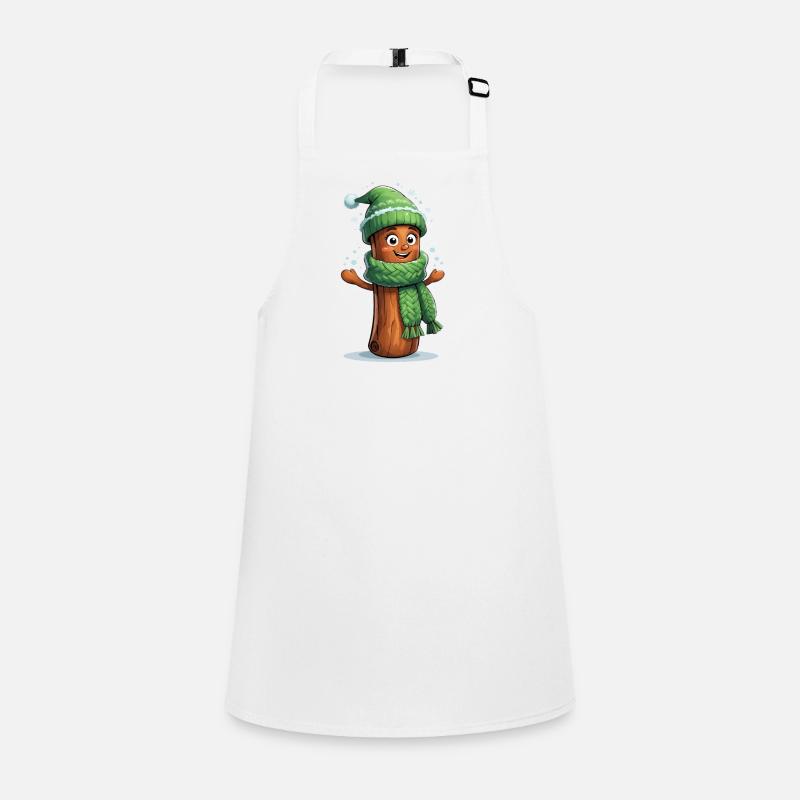 Cheerful Winter Log with Scarf Children's Apron