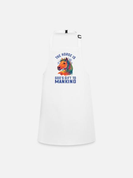Colorful Horse Illustration in Watercolor Horses Fan - Children's Apron - white - Front