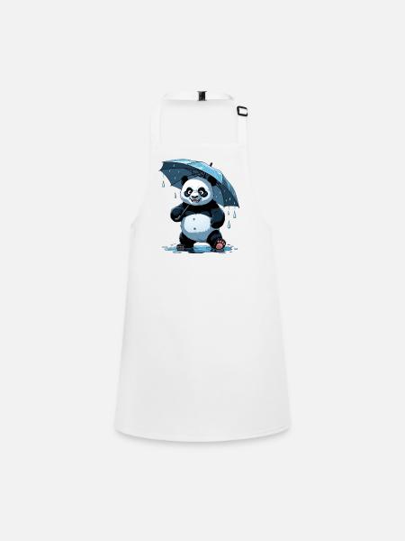 Panda Under Umbrella - Children's Apron - white - Front
