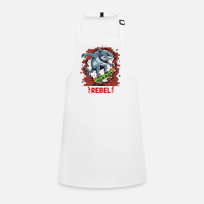 Rebellious shark on skateboard Children's Apron