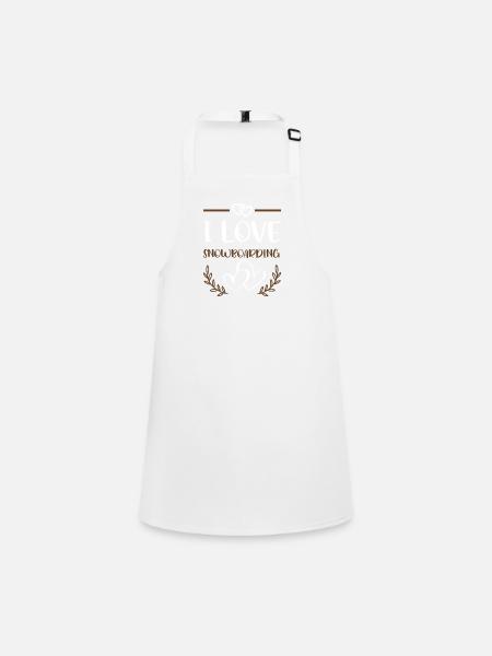 I Love Snowboarding Hearts - Children's Apron - white - Front
