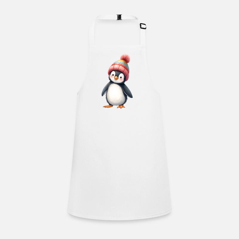 Penguin with colorful winter hat Children's Apron