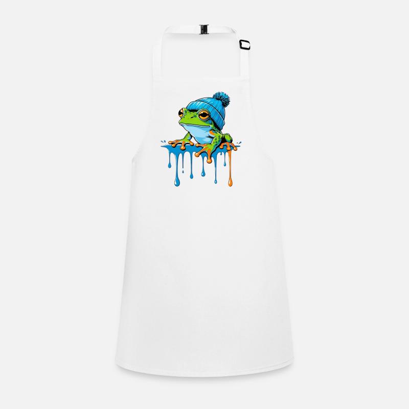 Frog with blue beanie Children's Apron