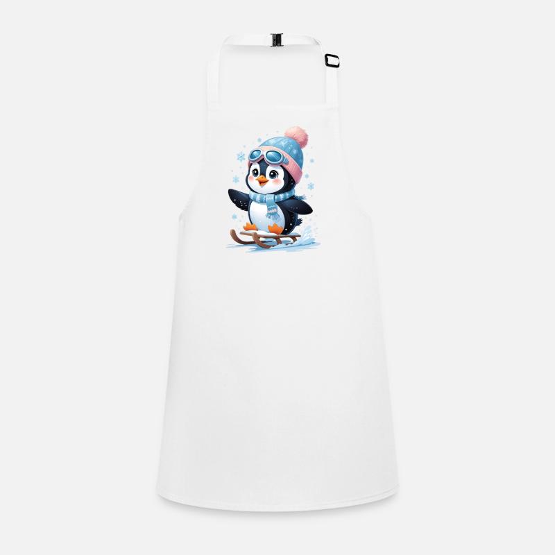 Winter penguin on the sled Children's Apron
