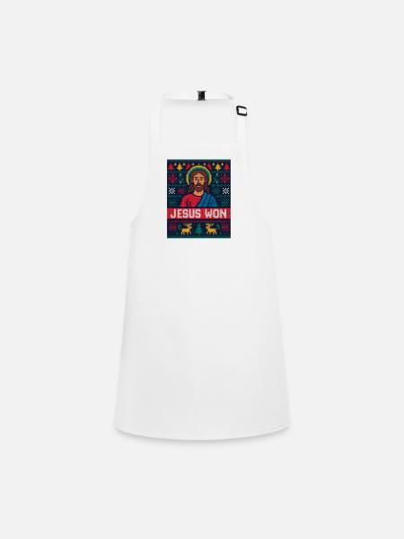 Jesus Won Pixel Xmas Christian Faith - Children's Apron - white - Front