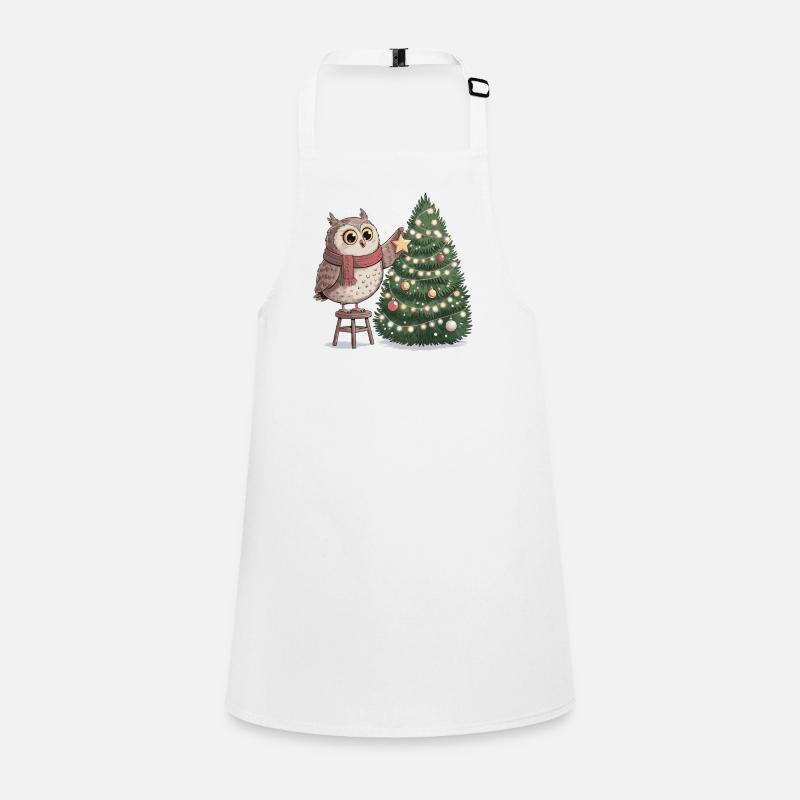 Owl decorates Christmas tree Children's Apron