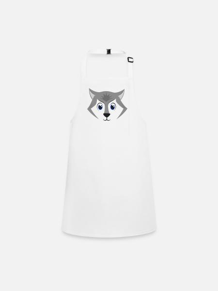 Cute Wolf Face Kawaii Grey Timber Wolf Costume - Children's Apron - white - Front
