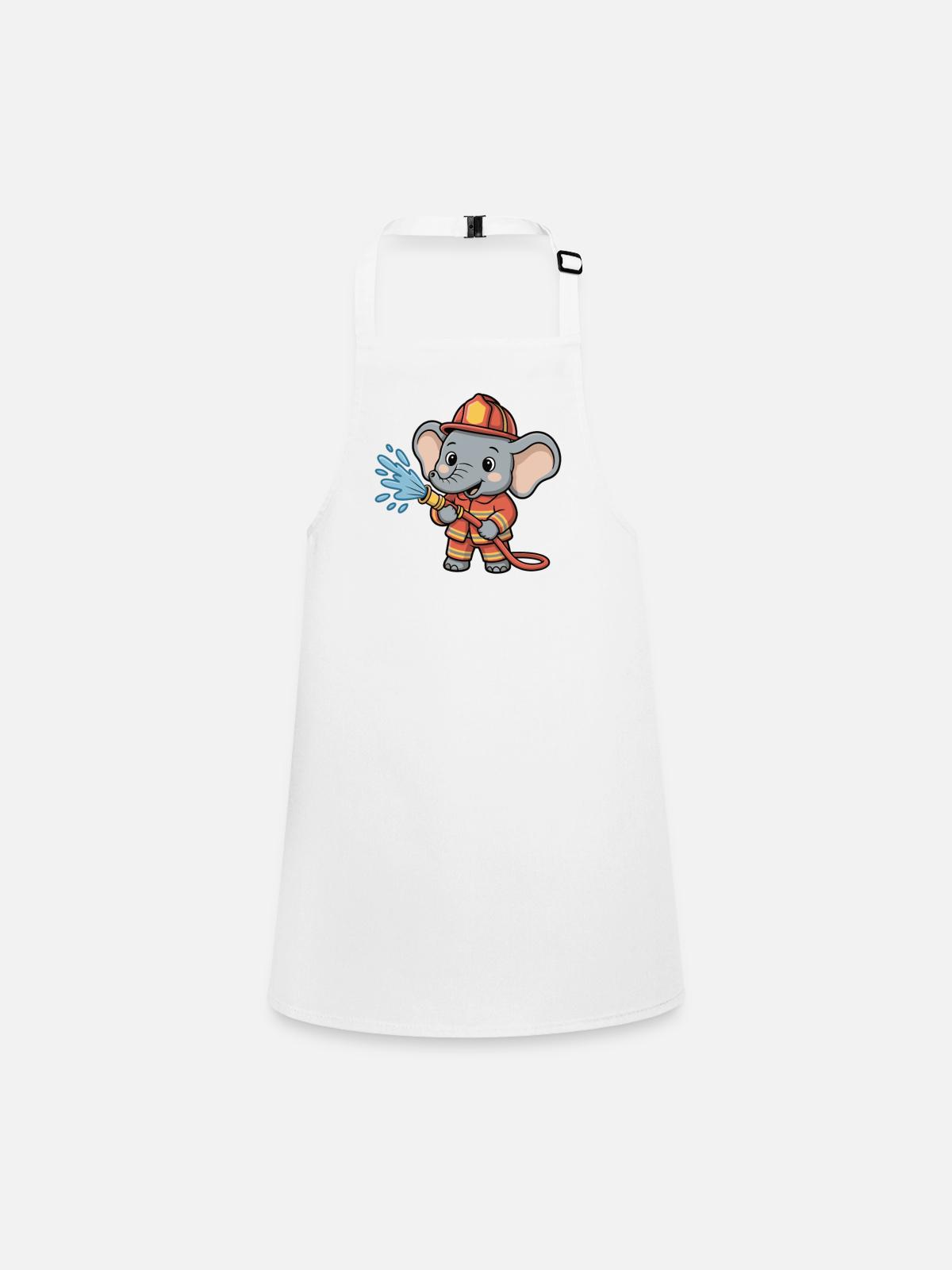 Fire Brigade Elephant Hose Splash - Children's Apron - white - Front