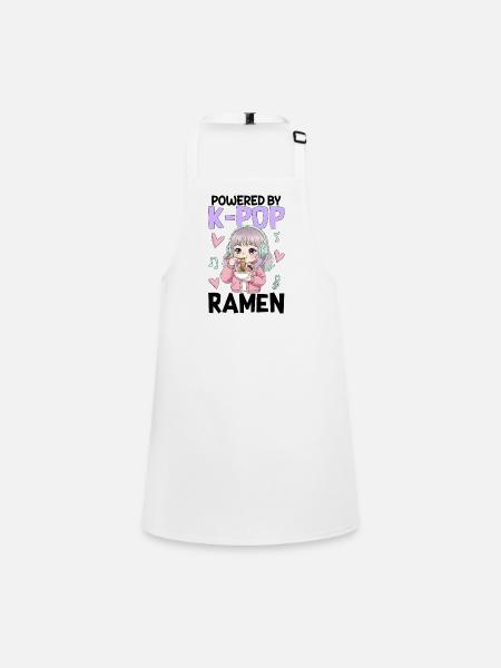 Powered By K-Pop Ramen - Schürze für Kinder - Weiß - Vorne