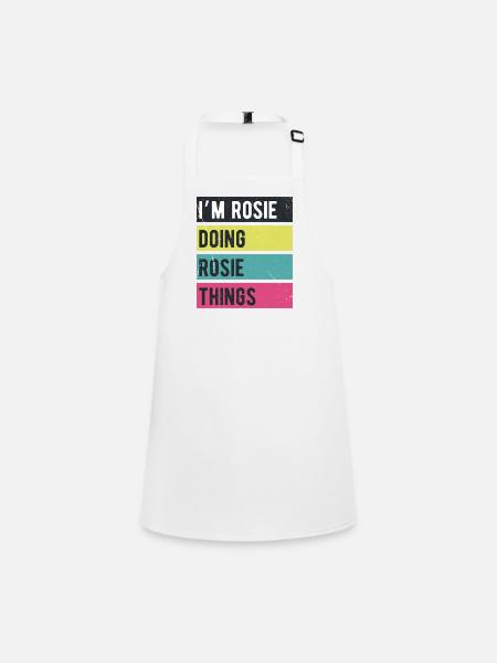 Je suis Rosie qui fait des couleurs rétro de Rosie Things - Tablier Enfant - blanc - Devant
