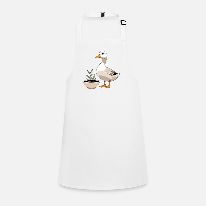 Canard dans un pot de fleurs – illustration charmante Tablier Enfant