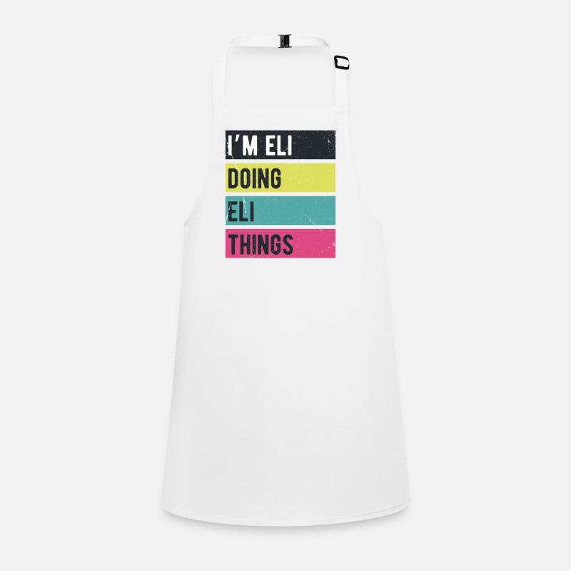 Je suis Eli qui fait des couleurs rétro d’Eli Things Tablier Enfant