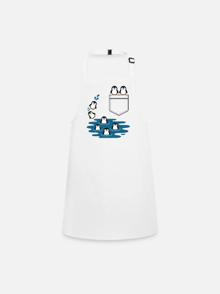 Penguin Jump Into The Water Pocket Design - Children's Apron - white - Front