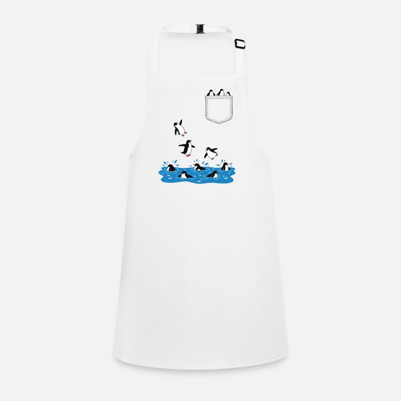 Penguin Jump Into The Water Pocket Design Children's Apron