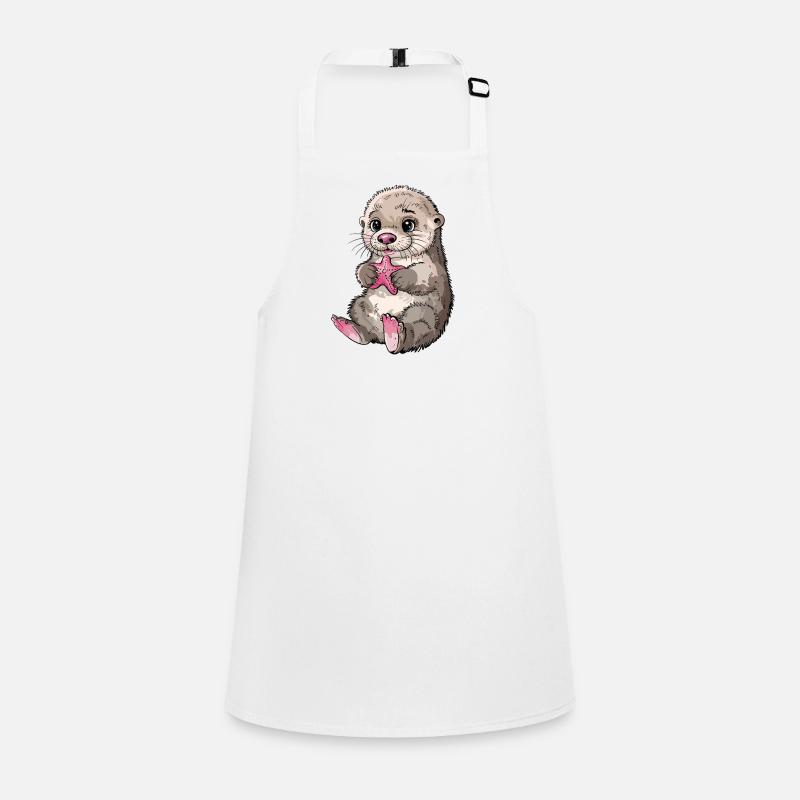 Bébé loutre de mer mignonne avec une étoile de mer rose pour Tablier Enfant