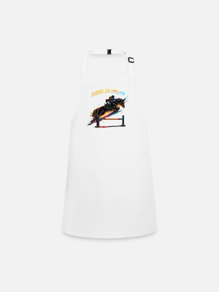 Jump in Neon – Show Jumping in Neon Style - Children's Apron - white - Front