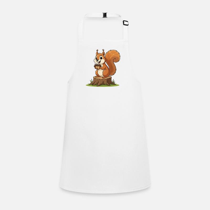 Squirrel on tree stump with acorn Children's Apron