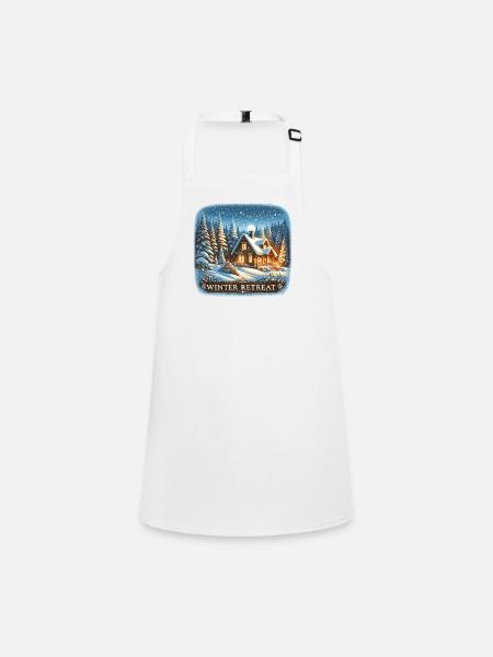 Winter Retreat in the Wooden Hut - Children's Apron - white - Front