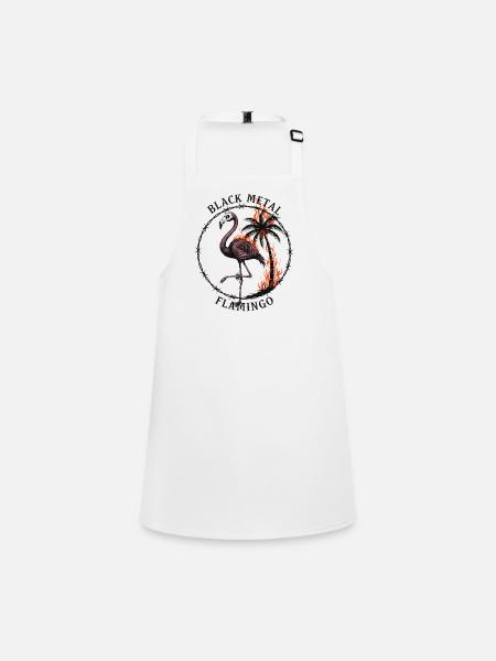 Black Metal Flamingo - Gothique Métal Flamant Rose - Tablier Enfant - blanc - Devant