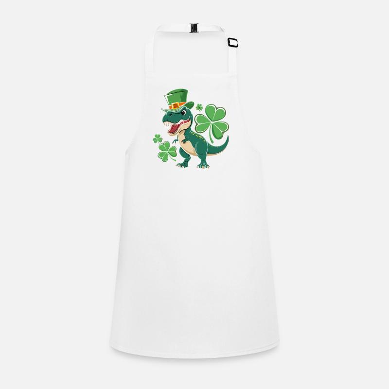 Green Dino with Shamrock Hat Children's Apron