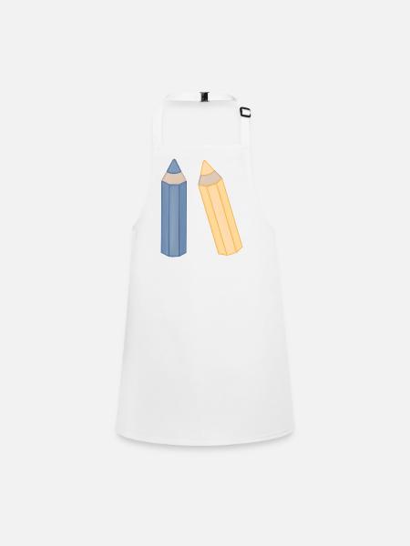 Pencil Duo Illustration Colored Pencils - Children's Apron - white - Front