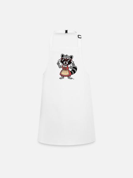 Dirndl raccoon with sunglasses - Children's Apron - white - Front