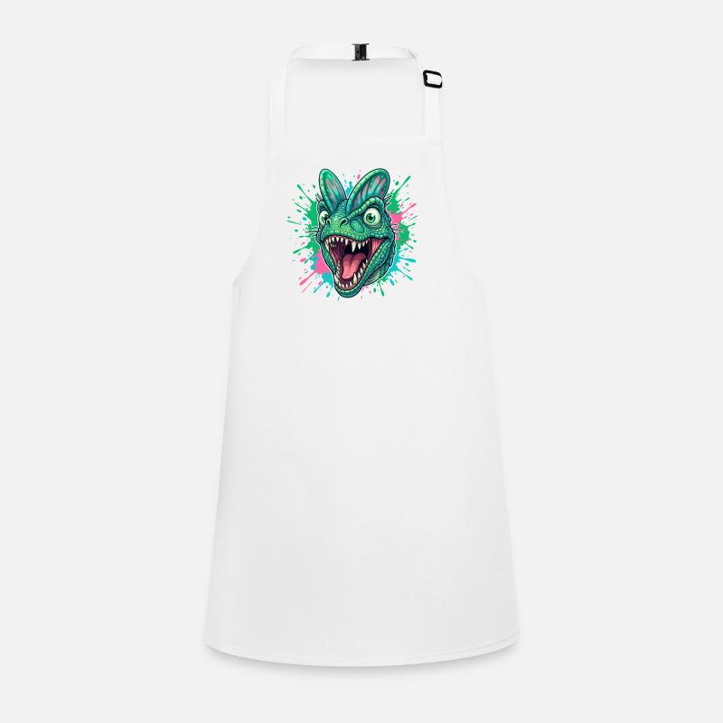 Green Dino Head with Neon Splash Children's Apron