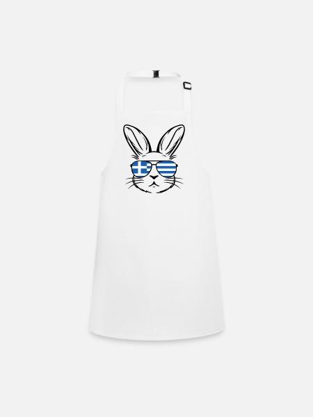 Griechische Oster-griechische Flagge Osterhase - Schürze für Kinder - Weiß - Vorne