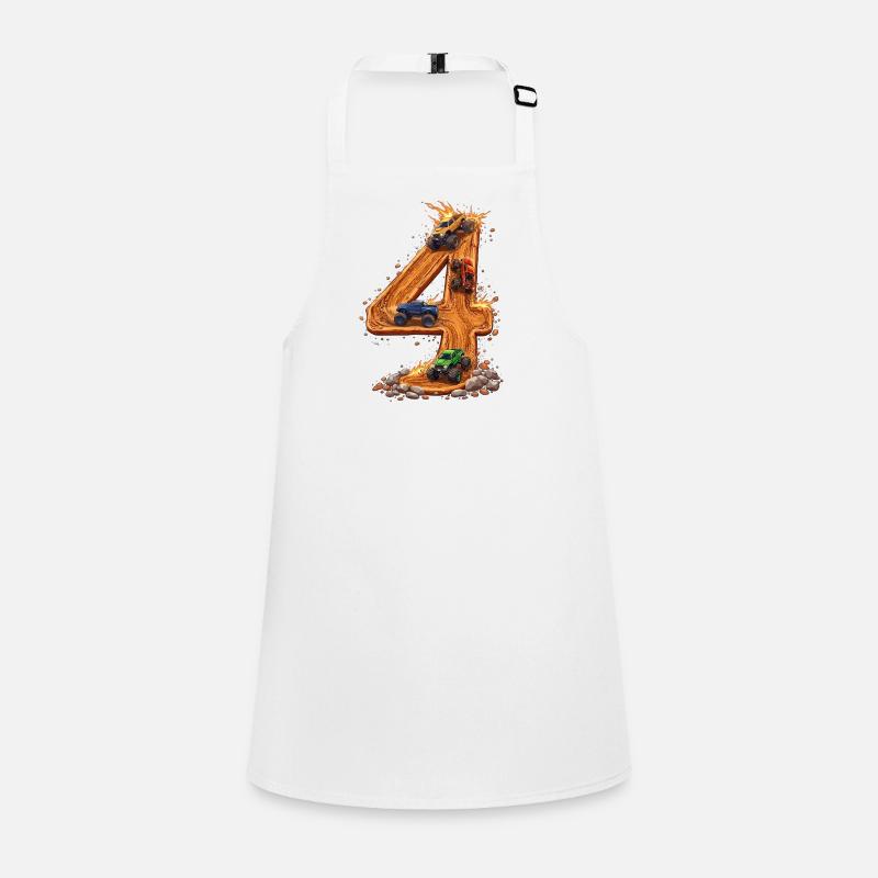 4th Birthday, 4 Year Old Boy, Monster Truck Children's Apron