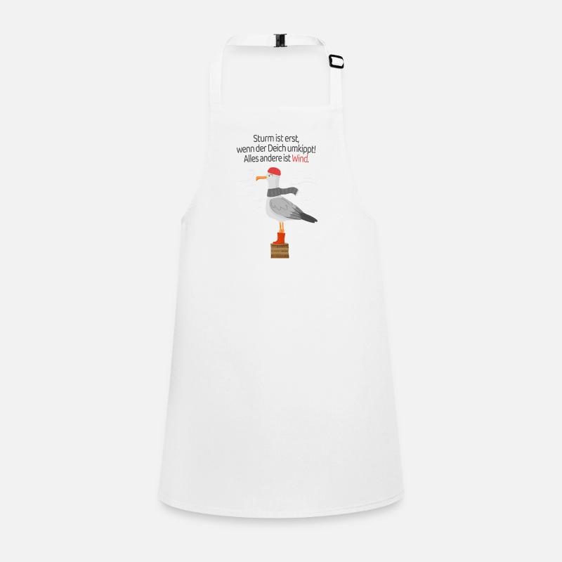 Sturm Deich Spruch Möwe Nordsee Humor Schürze für Kinder